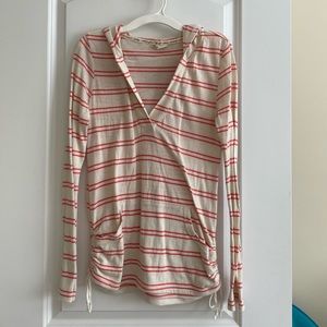 Roxy pink & white striped sweatshirt